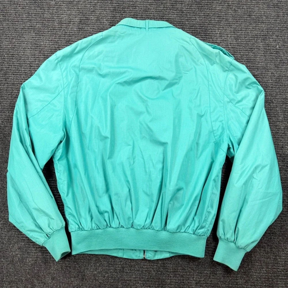 Vintage Members Only Racer Jacket Teal Turquoise 80s Bomber Coat Mens 42